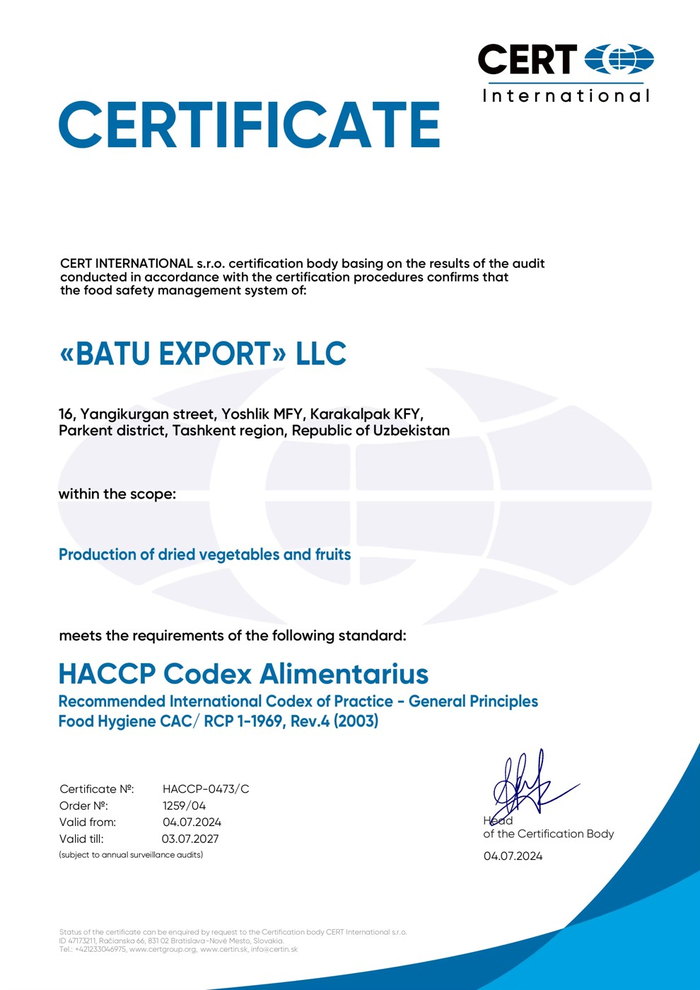HACCP Certificate